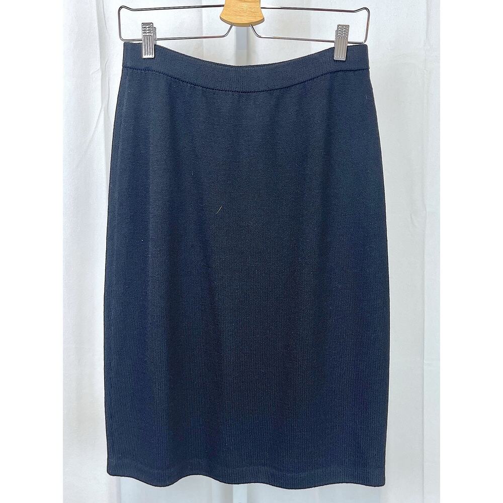 ST. JOHN Basics Santana Knit Skirt Straight Pencil Knee Length USA Black Size 8